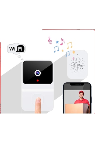Akıllı Görüntülü Kapı Zili, Ofis Için 2.4ghz Gece Görüşlü