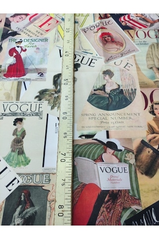 Vogue Eski Dergi Kapakları Desenli Dijital Kumaş