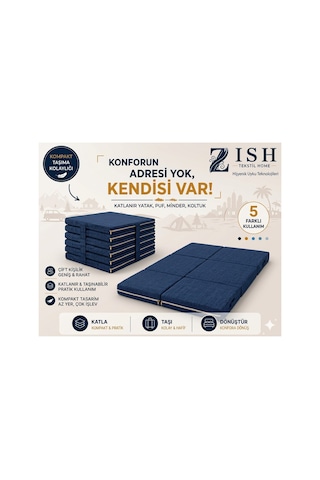 Zishome Tek Kişilik Katlanır Yatak, Misafir Yatağı, Yer Yatağı 5'i 1 Arada Akıllı Tasarım Tek Kişilik Katlanır Sünger Yatak 24 Dns Sünger Fermuarlı Yıkanabilir Kılıflı İnterno Base Keten Kumaşlı Zishhome