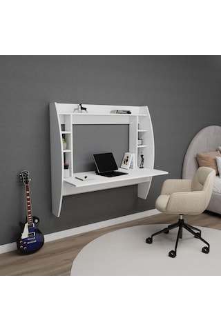 Arnetti Buğlem Duvara Monte Çalışma Bilgisayar Masası Beyaz