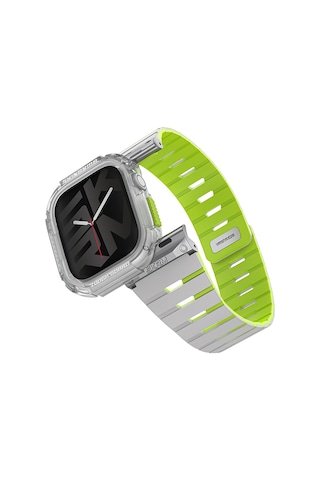 Watch 10 Serisi 42mm Skinarma Nightglow Atom Tpu Kasa Koruyucu Ve Gemini Silikon Kordon Gri-yeşil Gri - Yeşil