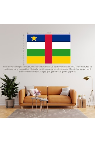Orta Afrika Cumhuriyeti Ülke Bayrağı 45x30cm Duvar Tablosu Çerçevesiz Pvc Tablo Diğer