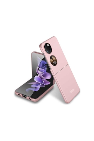 Rba Aksesuar Huawei P50 Pocket Kılıf Rba Sert Kıpta Kapak - Rose Gold Altın