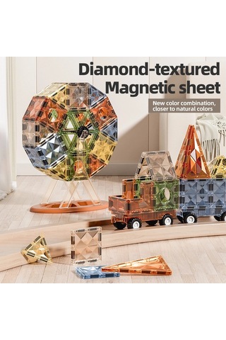 Karton Kutulu Doğal Renkler Magnetic Yapı Blokları 3d Puzzle 28 Parça 6.5 Cm