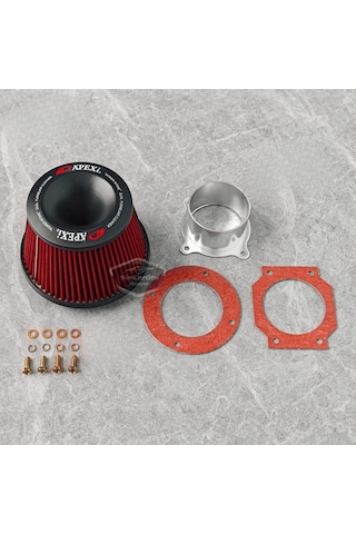Apexi Universal Performans Ve Ses Arttırıcı Aparatlı Açık Hava Filtresi Seti +6 Hp Dual Funnel Kırmızı 76 Mm