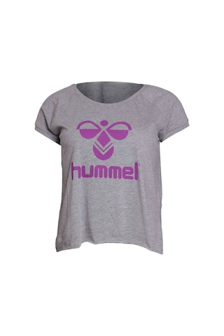 Hummel Callia Baskılı Bisiklet Yaka Kadın Tişört - Gri Gri - Mor