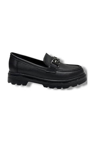 Fancy 801-26 Deri Loafer Tokalı Anatomik Kadın Ayakkabı Siyah