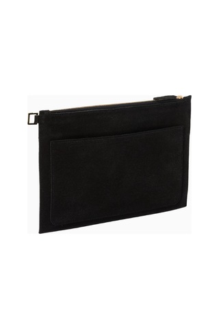 Montroi Medium Pouch In Suede Siyah Şık Süet Clutch
