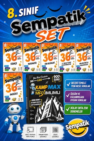 8.sınıf Sempatik 36 Haftalık Kazanım Denemeleri Seti + Lgs 900 Soruluk Kamp Maximumu