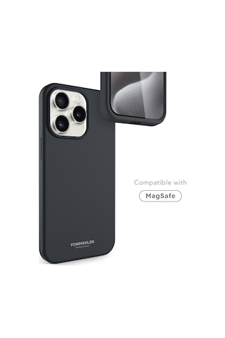 Vonmahlen Apple Uyumlu iPhone 15 Pro Max Magsafe Silikon Kılıf Lacivert