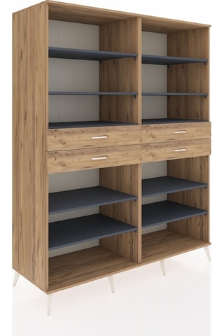 Kronos Gardrop 10 Raflı 4 Çekmeceli 176x59x221 Çam-antrasit/çam Antrasit/çam