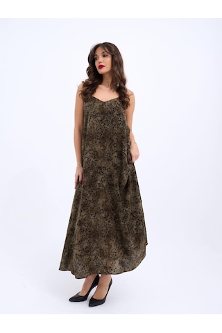 Moderie Butik 6250 Elbise-siyah Haki Altın