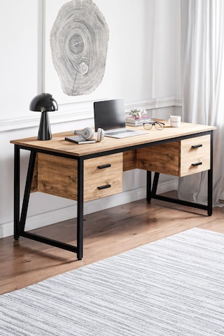 Ms2c Çalışma Masası, Ofis Masası - 70x160 Cm - Çam - 4 Çekmeceli Ms2c - 4 Çekmeceli - Çam