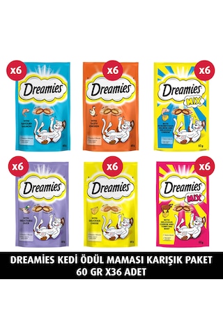 Dreamies Karışık Paket Kedi Ödül Maması 36 x 60 G