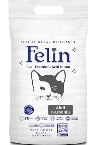 Felin Aktif Karbonlu Topaklaşan İnce Bentonit Kedi Kumu 15 KG Felin Aktif Karbonlu Topaklaşan İnce Bentonit Kedi Kumu 15 KG