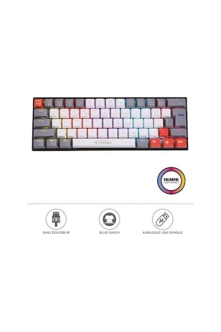 Tk11 Oyuncu Klavyesi Rgb Işıklı Mekanik Şarjlı Kablolu Ve Kablosuz Blue Switch Q Klavye