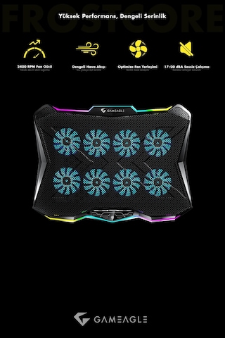 Frostcore X8 Rgb 8 Fanlı 10 Rgb Modlu 9-17 Notebook Soğutucu Stand Laptop Soğutucu