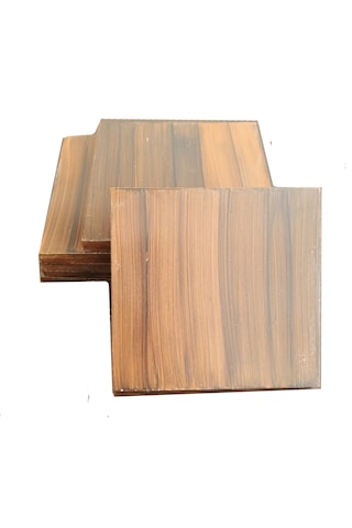 El Yapımı Eskitme Ahşap 6'lı Bardak Altlığı Seti Kahverengi