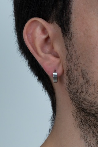 Ince Düz Unisex Halka Erkek Çelik Küpe Çifti 2 Renk 3 MM Mse8 Beyaz