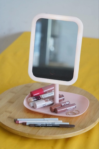 Led Işıklı Kare Makyaj Aynası Şarj Edilebilir 3 Farklı Renk Beyaz