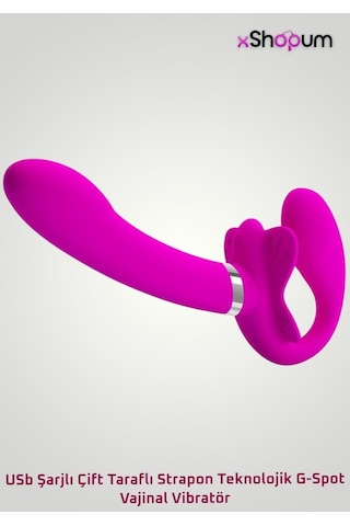 xShopum Usb Şarjlı Çift Taraflı Strapon Teknolojik G-spot Vajinal Vibratör
