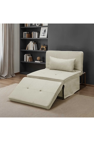 Cube Katlanır Yataklı Puf - Vizon 96x189x42.5 / 96x168x92.5 Cm Bej