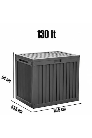 Porsima 161001-012 130lt Kilitli Organizer Kapaklı Bahçe Balkon Kiler Sandığı Çok Amaçlı Depolama Sandığı Gri Antrasit