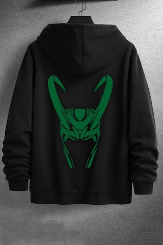 Floki Baskılı Sweatshirt Siyah