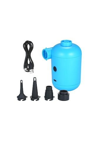 Lemestar Usb Girişli 5v Dc Elektrikli Hava Pompa - Pvc Materyal, Mavi Renk, 4 Fişli - Kayık, Yatak Ve Divan Hava Doldurucu