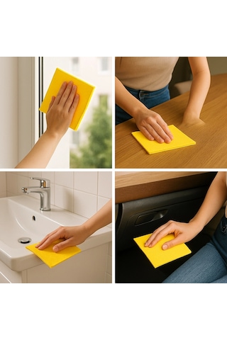 12 Adet Toptan Sarı Temizlik Bezi Sarı Bez Genel Mutfak Banyo Bezi Araç Temizleme Bezi Sarı