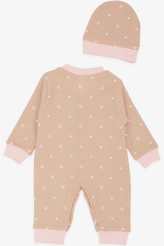 Breeze Kız Bebek Tulum Renkli Kalp Desenli 0-3 Ay-6 Ay, Açık Kahverengi-Açık Kahverengi