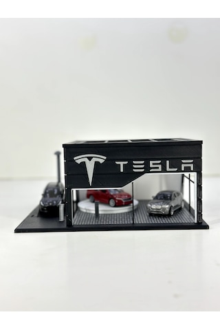 1/64 Ölçekli Tesla Diorama Tasarımlı Araç Sergileme Garajı 3d Baskı