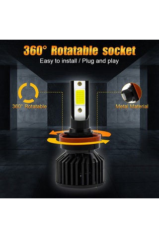 Geeksen H11 Arayüzlü 6000k Soğuk Beyaz Led Araç Farı Seti - 8000lm Parlaklık, Ip67 Su Geçirmez, Fanlı Soğutma, Plug & Play