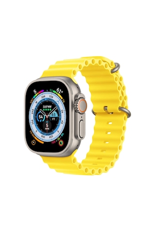 Apple Uyumlu Watch 1 2 3 4 5 6 7 8 Se Ultra 42/44/45/49mm Ocean Loop Tokalı Kayış Kordon - Sarı