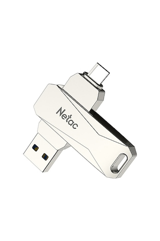 Netac U782c 128gb Usb-c / Type-c + Usb 3.0 360 Derece Döndürme Çinko Alaşımlı Flash Sürücü Otg U Disk