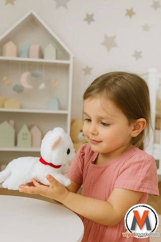 Sevimli Peluş Yavru Kedi 35 Cm Sesli Miyavlayan Oyuncak Uyku Ve Oyun Arkadaşı 4 Renk Seçeneği Çok Renkli