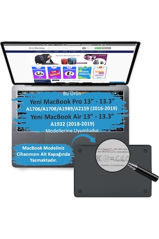 Apple Uyumlu MacBook Pro TouchBar 2016 2019 Koruyucu A1706 1989 2159 1707 1990