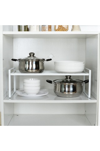 Maiyame Büyük Boy Siyah Yüksek Konfigürasyonlu Mutfak Dolabı İçin Katlı Tabak, Baharat, Tencere Depolama Rafı - Çift Ve Tek Katlı Bölücü Separator Siyah