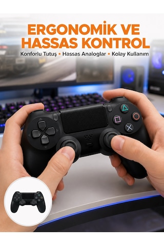 Mey İthalat Kablosuz Ps4 Oyun Kolu Çift Titreşimli Motor, Uzun Pil Ömrü Ve Hassas Kontrol Yeni Nesil