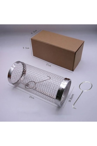 Moveevo 20cm Çelik Döner Barbekü Sepeti, Gıda Seviyesi Paslanmaz Çelik, Toplu Pişirme, Lavabo Uyumlu, Taşınabilir Bbq Aleti Çok Renkli