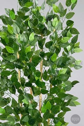 Biçiçek Yapay Benjamin Ağacı 140cm Siyah Gümüş Metal Saksıda