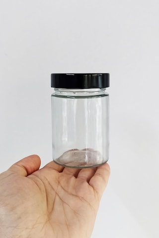 Afracam 350 Ml Kavanoz Metal Derin Kapaklı 350 Cc Şeffaf Reçel, Marmelat Cam Kavanoz Deep 6 Adet Siyah Kapak Diğer
