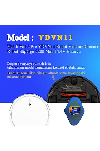 Yeedi Vac 2 Pro Ydvn11 Robot Vacuum Cleaner Robot Süpürge 5200 Mah 14.4v Batarya Uyumlu Uzun Ömürlü