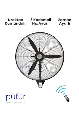 2 Adet Püfür Sanayi Duvar Tipi Vantilatör Uzaktan Kumandalı 65cm