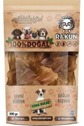 Rakun Dana Kulak Etli Yetişkin Köpek Ödülü 100 G