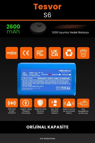 Tesvor S6 2600mAh Robot Süpürge Bataryası