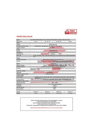 Spower Balance 1 Servo 7,5 Kva Monofaz 1f/1f Otomatik Voltaj Regülatörü