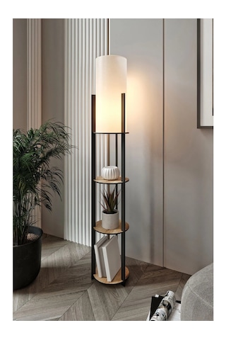 Ravilo Radiante Yuvarlak Raflı Lambader Meşe