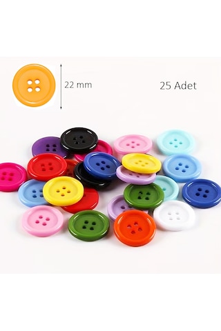 Yuvarlak Renkli Düğme Rengarenk Düğme 2,2 Cm - 25 Adet