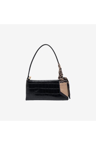 Kroko Siyah Omuz Çantası Kadın Sısley Sly 482 Sisley